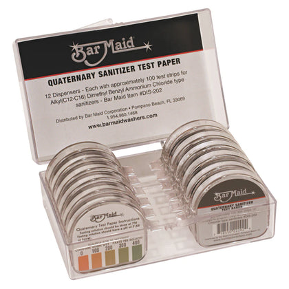DIS-202, 100 Strips Bar Maid Sanitizer Test Strips Dispenser