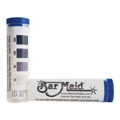 DIS-303, 100 Strips Per Vial Bar Maid Chlorine Test Strips