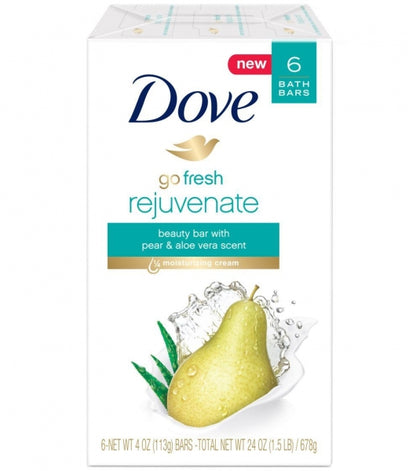 Dove Go Fresh Beauty Bar Soap Rejuvenate offers a refreshing cleanse with the uplifting scent of pear and aloe. Enriched with ¼ moisturizing cream, this gentle cleanser locks in moisture and leaves your skin feeling soft, smooth, and nourished. Suitable for use on the face, body, and hands, it creates a rich lather that washes away dirt without drying out your skin. Made with sulfate-free cleansers and certified cruelty-free by PETA, this all-in-one bar is ideal for everyday care the whole family can enjoy.