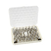 52-piece decorating tip set with assorted stainless steel tips for cake and pastry decorating. Durable, rust-resistant, easy to clean, perfect for detailed piping in home or professional kitchens.