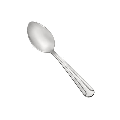 Dominion Demitasse Spoon 18/0 medium weight, 4-5/8 inches, durable stainless steel with a polished finish. Perfect for espresso, tea, and desserts in restaurants, cafes, or home dining.