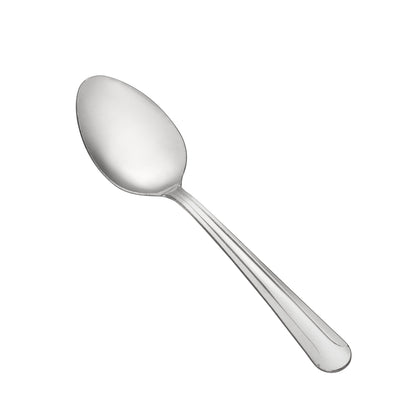 Dominion Dinner Spoon 18/0 heavy weight, 7 inches long, stainless steel with satin handle and polished bowl. Perfect for serving meals in restaurants, catering, or home dining tables.