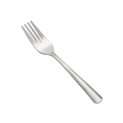 Dominion Salad Fork 18/0 heavy weight, 6-1/8 inches, stainless steel with satin handle. Perfect for salads and appetizers in restaurants, catering, or elegant home table settings.