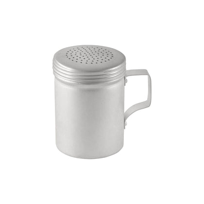 144 each per case 10oz aluminum dredge with handle, lightweight and durable, rust-resistant, comfortable grip, easy to clean, ideal for commercial kitchens and high-volume food preparation