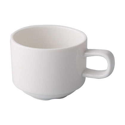Durable 3.5oz stacking cup with a smooth glazed finish, perfect for espresso, tea, tastings, and small servings, chip-resistant, stackable, microwave and dishwasher-safe, ideal for cafés, restaurants, and home use.