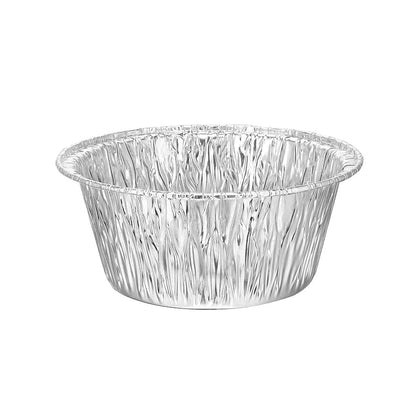 Durable 4 4/5-inch round aluminum pan for baking individual cakes, quiches, and desserts, with even heat distribution, warp-resistant design, and lightweight, durable construction