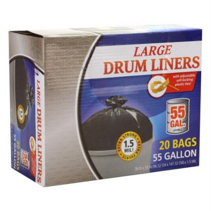 Durable 55-gallon drum liners for heavy-duty waste containment, featuring leak-proof construction and strong puncture resistance for industrial and commercial use.