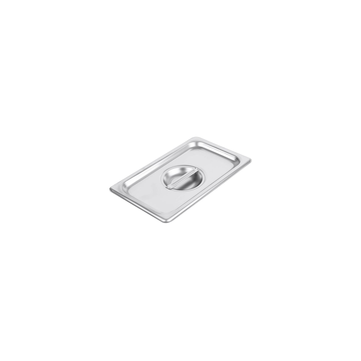 Durable stainless steel solid 1/4 steam pan cover ideal for food protection, heat retention, and commercial kitchen use. Easy to clean. Packed 72 each per case for convenience.