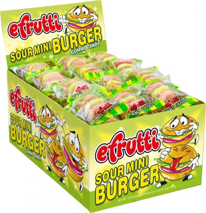 E Frutti Sour Mini Burger Gummi Candy 60 Count Display Box