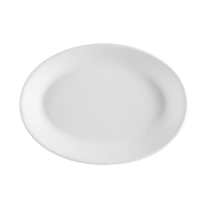 Elegant 11.5-inch oval platter made of durable ceramic. Ideal for serving appetizers, entrées, and sides. Microwave, oven, and dishwasher safe with a scratch-resistant glazed finish.
