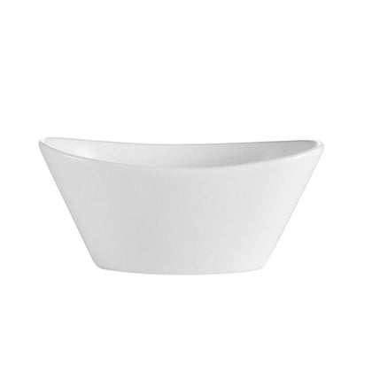 Elegant 5.75-inch oval fruit bowl with a 6.5oz capacity. Made from durable ceramic with a sleek design for serving fruit, desserts, and dips. Microwave and dishwasher safe. Scratch-resistant glazed finish.