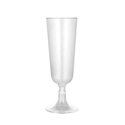 Elegant 5oz Champagne Flute Stemware, crystal-clear and disposable. Perfect for weddings, events, or celebrations. Durable, lightweight, and stylish, ideal for serving champagne, prosecco, or wine.