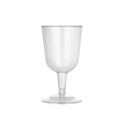 Elegant 5oz Tulip Wine Stemware, disposable and stylish. Perfect for serving red and white wine at weddings, parties, and events. Durable, lightweight, and easy to use with a crystal-clear glass-like design.