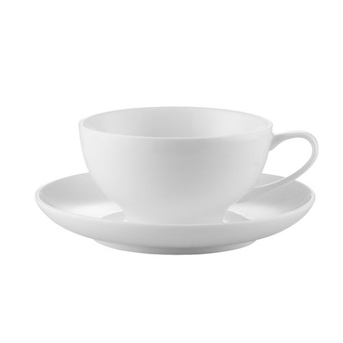 Elegant English cup & saucer set 8oz, perfect for tea, coffee, and lattes. Classic design with a comfortable handle. Microwave & dishwasher safe. Ideal for home, café, or restaurant use.