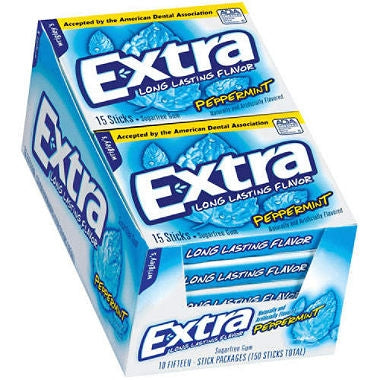 Extra Sugarfree Gum Sweet Spearmint flavor 15 count stick pack