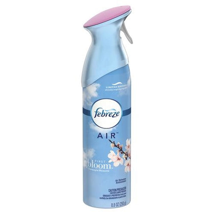 Febreze AIR Freshener in First Bloom delivers a fresh and sophisticated scent while actively cleaning away odors—rather than just masking them. Using OdorClear Technology, it eliminates unpleasant smells from pets, bathrooms, cooking, and smoke, replacing them with a modern floral blend of linden blossom petals and sweet violet. Formulated with a 100% natural propellant, it’s safe for use around cats and dogs and contains no phthalates, formaldehyde, or flammable propellants. 