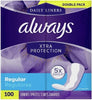 Always Extra Protection Daily Liners, Regular, 100 Count 