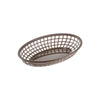 Brown oval fast food basket 9-1/4 inches long made of durable polypropylene; lightweight and easy to clean; ideal for serving fries, snacks, and fast food in restaurants, cafes, and food trucks