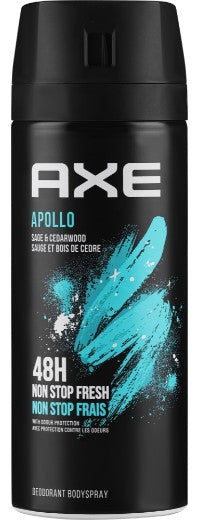 AXE Body Spray Deodorant, Fresh, Apollo, 150ml – long-lasting men’s fragrance with crisp, invigorating notes for daily freshness.