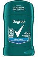 Degree Men Deodorant, Cool Rush scent, 1.7 oz stick for long-lasting odor protection and freshness.