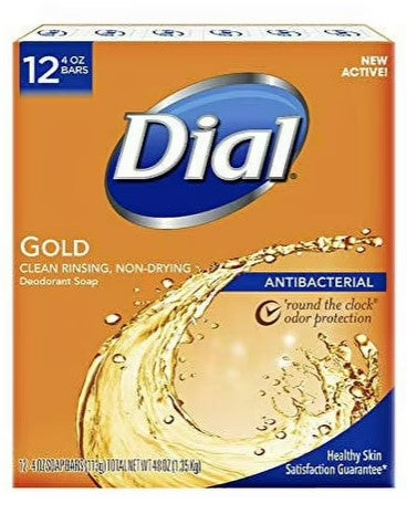 Dial Gold Antibacterial Bar Soap, 4 oz (113g), classic gold scent for gentle cleansing and everyday freshness.