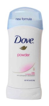 Dove Invisible Solid Antiperspirant Deodorant, Powder, 2.6 oz (74 g) stick for 48-hour sweat and odor protection with soft underarm care.