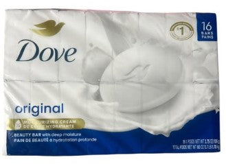 Dove Original Bar Soap, 3.75 oz (106 g), 16-pack of gentle moisturizing bars for soft, smooth, and nourished skin.