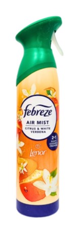 Febreze Citrus Verbena air freshener, 185ml spray, removes odors and fills rooms and fabrics with a fresh, citrusy scent.