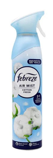 Febreze Cotton Fresh air freshener, 185ml spray, removes odors and leaves rooms and fabrics with a clean, fresh scent.