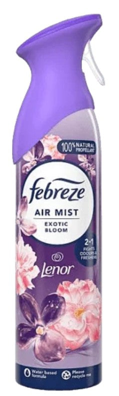 Febreze Exotic Bloom air freshener, 185ml spray, removes odors and fills rooms and fabrics with a vibrant