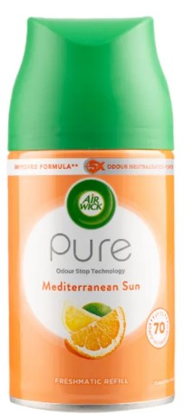 Air Wick Freshmatic Refill 250ml, Mediterranean Sun Scent automatic air freshener for long-lasting citrus and fresh fragrance