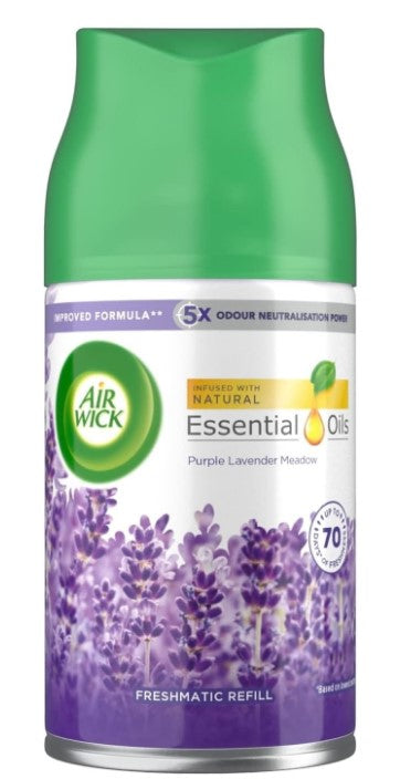 Air Wick Freshmatic Refill 250ml, Purple Lavender Meadow Scent automatic air freshener for long-lasting floral freshness