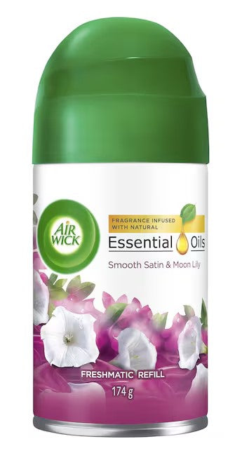 Air Wick Freshmatic Refill 250ml, Smooth Satin & Moon Lily Scent automatic air freshener for long-lasting floral freshness
