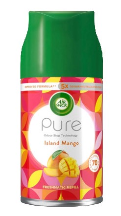 Air Wick Freshmatic Refill 250ml, Pure Island Mango Scent automatic air freshener for long-lasting tropical fruity freshness