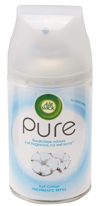 Air Wick Freshmatic Refill 250ml, Soft Cotton Scent automatic air freshener for long-lasting clean and fresh fragrance