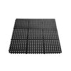 Floor Mat Rubber Interlocking Black 3x3' with non-slip surface and anti-fatigue design. Durable and ideal for kitchens, warehouses, or wet workspaces. Packed 1 each per case for heavy use.