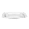 Fluted Tray Combo with 3 large trays and 3 small trays in pearl or clear finishes. Durable, BPA-free, disposable, or reusable for elegant event presentations.