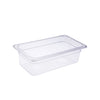 Durable 1/3 size polycarbonate food pan 4 inch deep. Break-resistant, stain-resistant, easy to clean. Ideal for commercial kitchens, buffet service, and food prep. Packed by 24 each per case.
