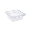 Clear 1/6 size polycarbonate food pan with 2-1/2