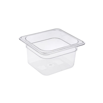 Clear polycarbonate 1/6 size food pan with 4