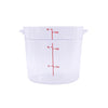 Food Storage Container Round Polycarbonate Clear 6QT, durable, shatter-resistant, easy to clean, round for easy pouring, clear for ID. (Packed By: 12 Each Per Pack) for kitchen storage.