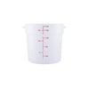 18QT translucent round food storage container made from polypropylene – durable, stain-resistant, stackable with clear markings. (Packed By: 6 Each Per Pack) for commercial kitchen use.