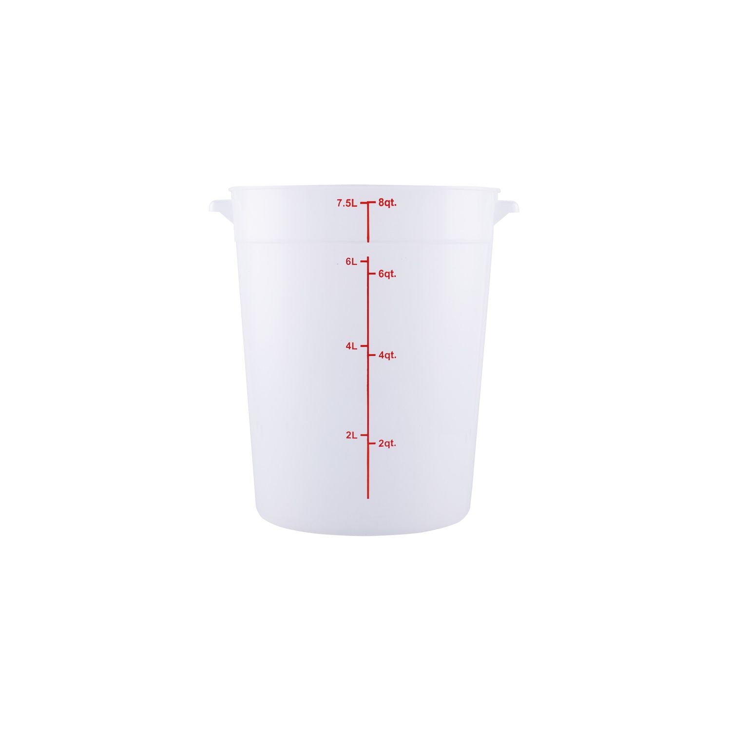 8QT round food storage container, translucent polypropylene – durable, stain-resistant, stackable, and easy to clean with clear markings. (Packed By: 12 Each Per Pack) for kitchen storage.