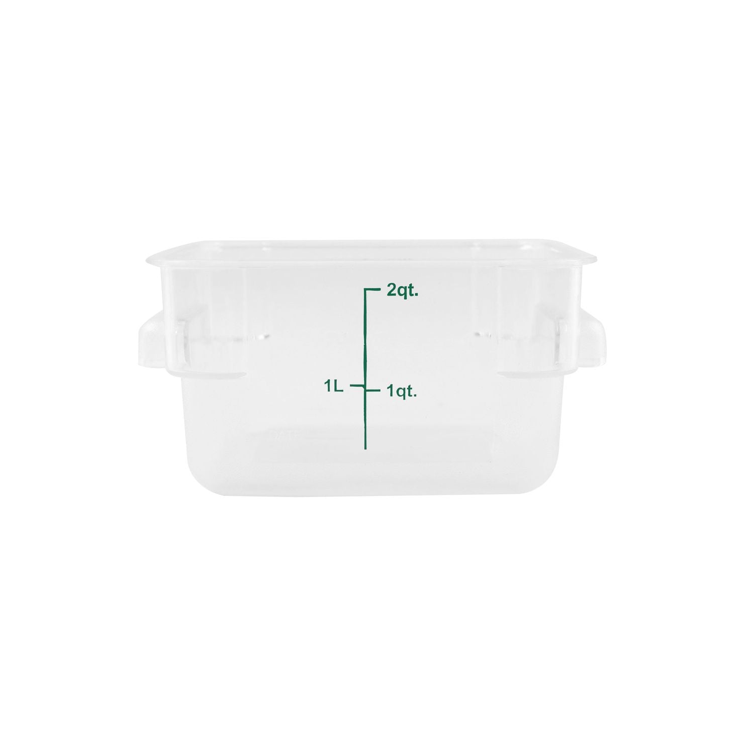 Food Storage Container Square Polycarbonate Clear 2QT, durable, shatter-resistant, stackable, easy to clean, clear for quick content ID. (Packed By: 24 Each Per Pack) for kitchen storage.