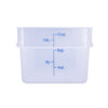 12QT square food storage container made from translucent polypropylene – durable, stackable, stain-resistant with clear measurement markings. (Packed By: 12 Each Per Pack) for kitchen storage.