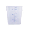18QT square food storage container made of translucent polypropylene – durable, stain-resistant, stackable with easy-to-read markings. (Packed By: 12 Each Per Pack) for kitchen storage needs.