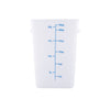 22QT square food storage container made of translucent polypropylene – durable, stackable, stain-resistant with clear measurement markings. (Packed By: 6 Each Per Pack) for commercial kitchens.
