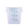 4QT square food storage container made of translucent polypropylene – durable, stackable, stain-resistant with clear measurement markings. (Packed By: 48 Each Per Pack) for kitchen use.