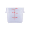 6QT square food storage container made from translucent polypropylene – durable, stackable, stain-resistant with measurement marks. (Packed By: 24 Each Per Pack) for organized food storage.
