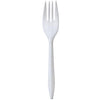 White medium cutlery set with fork, knife, soup spoon, and teaspoon, ideal for dining, parties, and catering, featuring durable, lightweight, and food-safe materials with a modern white design